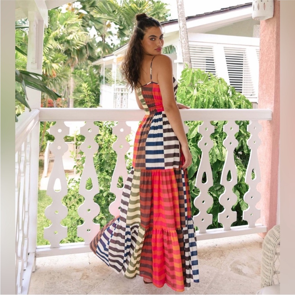 Hutch Silvana Tiered Maxi Dress Multicolor Stripe Boho Resort Vacation Size S - Picture 6 of 16